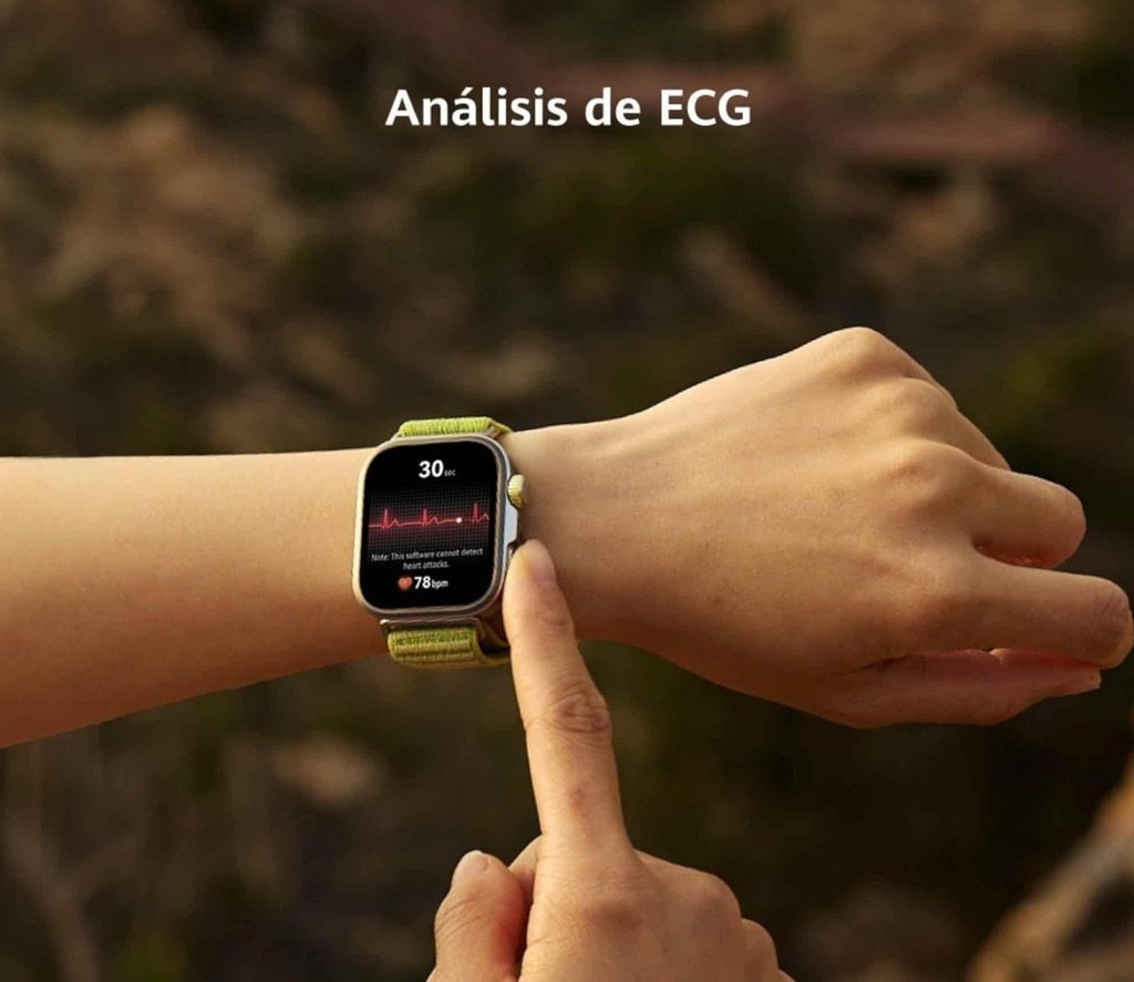 Huawei Watch Fit 4 Pro mostrando análisis de ECG en tiempo real en la muñeca de un usuario