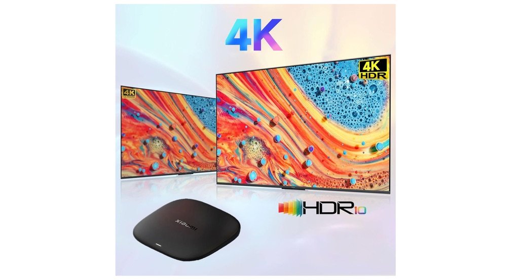 Xiaomi TV Box S 3ª Generación mostrando compatibilidad con resolución 4K Ultra HD y tecnología HDR10 para una calidad de imagen superior en streaming.