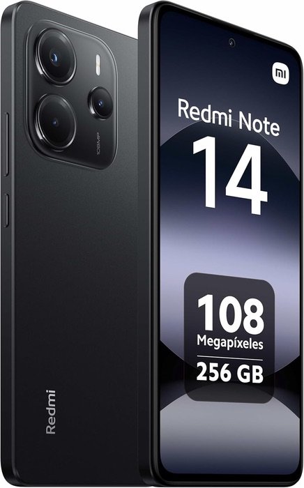 Xiaomi Redmi Note 14 en color negro con cámara de 108 MP y 256 GB