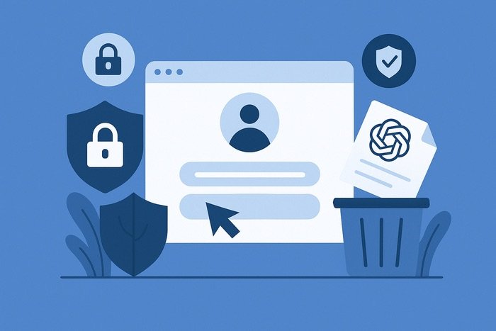 Ilustración sobre protección de datos y eliminación segura de información en la era de la inteligencia artificial